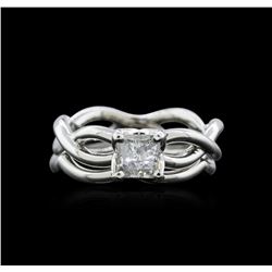 0.90ct Diamond Wedding Ring Set - 18KT White Gold