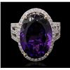 Image 2 : 14KT White Gold 11.51ct Amethyst and Diamond Ring