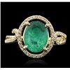 Image 1 : 14KT Yellow Gold 1.72ct Emerald and Diamond Ring