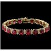 Image 1 : 38.40ctw Ruby and Diamond Bracelet - 14KT Yellow Gold