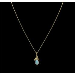 0.57ct Opal and Diamond Pendant With Chain - 14KT Yellow Gold