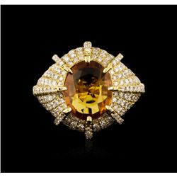 18KT Yellow Gold 3.54ct Yellow Sapphire and Diamond Ring