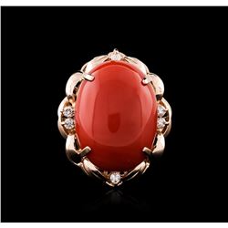 14KT Rose Gold 20.93ct Coral and Diamond Ring