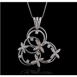 14KT White Gold 0.60ctw Diamond Pendant With Chain