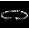 Image 3 : 14KT White Gold 12.50ctw Tanzanite and Diamond Bracelet