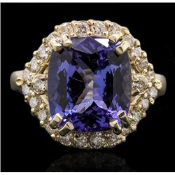 14KT Yellow Gold 5.78ct Tanzanite and Diamond Ring