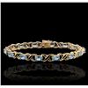 Image 1 : 10KT Yellow Gold 12.00ctw Blue Topaz Bracelet