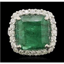 14KT White Gold 7.77ct Emerald and Diamond Ring