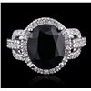 Image 1 : 14KT White Gold 5.75ct Sapphire and Diamond Ring