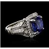 Image 2 : 14KT White Gold 5.12ct Tanzanite and Diamond Ring