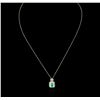 Image 2 : 14KT Yellow Gold 1.36ct Emerald and Diamond Pendant With Chain