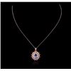 Image 1 : 14KT Rose Gold 3.41ct Tanzanite, Ruby and Diamond Pendant With Chain