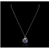 Image 1 : 14KT White Gold 0.18ctw Diamond Pendant With Chain