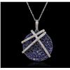 Image 2 : 14KT White Gold 0.18ctw Diamond Pendant With Chain