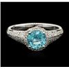 Image 1 : 14KT White Gold 1.11ct Apatite and Diamond Ring