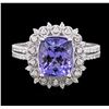 Image 1 : 14KT White Gold 3.60ct Tanzanite and Diamond Ring