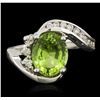 Image 1 : 14KT White Gold 2.17ct Peridot and Diamond Ring