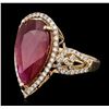 Image 2 : 14KT Yellow Gold 8.67ct Ruby and Diamond Ring