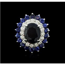 14KT White Gold 8.00ctw Sapphire and Diamond Ring