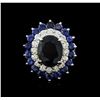 Image 1 : 14KT White Gold 8.00ctw Sapphire and Diamond Ring