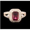 Image 1 : 14KT Rose Gold 1.07ct Tourmaline and Diamond Ring