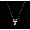 Image 2 : Tahitian Pearl and Diamond Pendant With Chain - 18KT Two-Tone Gold