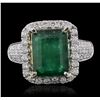 Image 1 : 14KT Two-Tone Gold 3.93ct Emerald and Diamond Ring