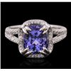Image 1 : 14KT White Gold 3.64ct Tanzanite and Diamond Ring