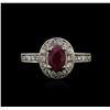 Image 1 : 14KT White Gold 0.80ct Ruby and Diamond Ring