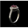 Image 3 : 14KT White Gold 0.80ct Ruby and Diamond Ring