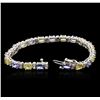 Image 3 : 14KT White Gold 5.30ctw Sapphire, Tanzanite and Diamond Bracelet