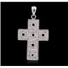 Image 1 : 14KT White Gold 0.56ctw Diamond Cross Pendant