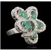 Image 2 : 14KT White Gold 5.00ctw Emerald and Diamond Ring
