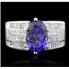 Image 1 : 14KT White Gold 3.96ct Tanzanite and Diamond Ring