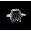 Image 1 : 14KT White Gold 5.01ct Tanzanite and Diamond Ring