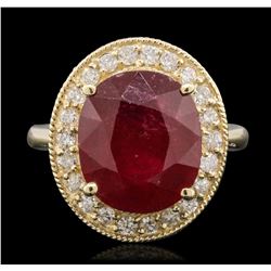 14KT Yellow Gold 6.97ct Ruby and Diamond Ring