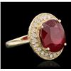 Image 2 : 14KT Yellow Gold 6.97ct Ruby and Diamond Ring