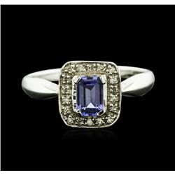 14KT White Gold 0.64ct Tanzanite and Diamond Ring