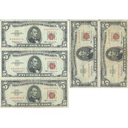 1963 $5 Red Seal Bill Lot of 10