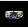 Image 1 : 1.02ct Tanzanite and Diamond Ring - 14KT Yellow Gold