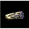 Image 2 : 1.02ct Tanzanite and Diamond Ring - 14KT Yellow Gold