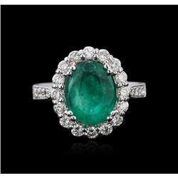 14KT White Gold 3.45ct Emerald and Diamond Ring