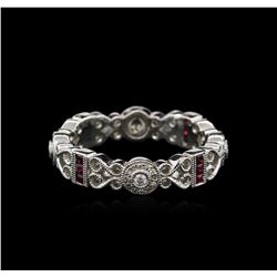 0.25ctw Ruby and Diamond Ring - 18KT White Gold