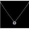 Image 1 : 1.60ctw Blue and White Sapphire Pendant With Chain - 14KT White Gold
