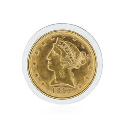 1897 $5 BU Liberty Head Half Eagle Gold Coin