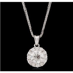 14KT White Gold 1.08ctw Diamond Pendant With Chain