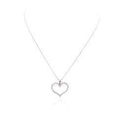 14KT White Gold 1.17ctw Diamond Heart Pendant With Chain