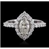 Image 1 : 14KT White Gold 1.83ctw Marquise Cut Diamond Ring