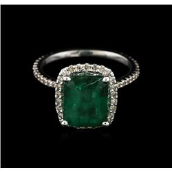 14KT White Gold 2.53ct Emerald and Diamond Ring