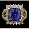 Image 1 : 14KT Yellow Gold 10.28ct GIA Cert Tanzanite and Diamond Ring